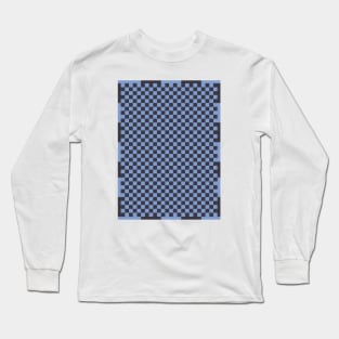 Checkerboard Pattern - Black Blue 3 Long Sleeve T-Shirt